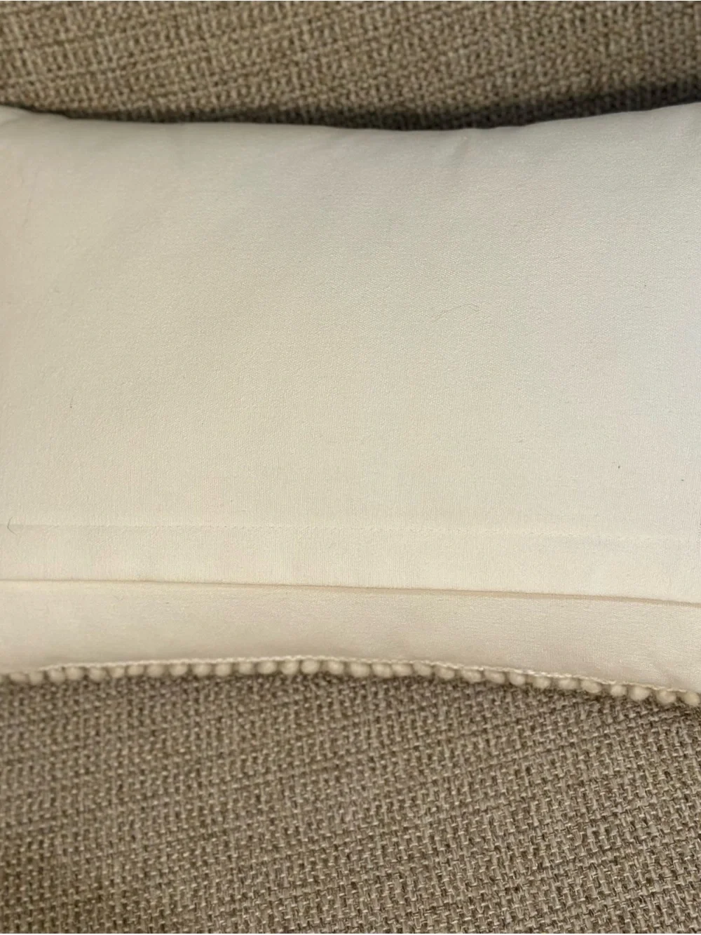 Textured Crocheted Boho Diamond Lumbar Pillow - Cream
